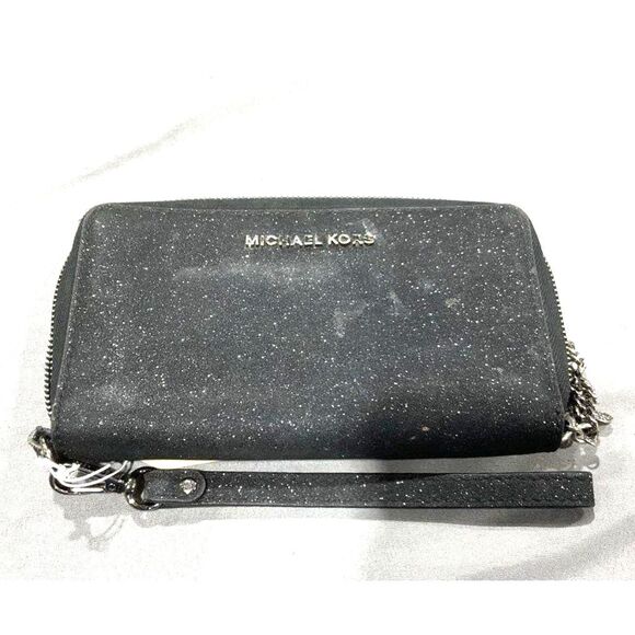 Michael Kors Sparkly Leather Monogram Zip Closure Wallet (Retired) - Picture 1 of 3